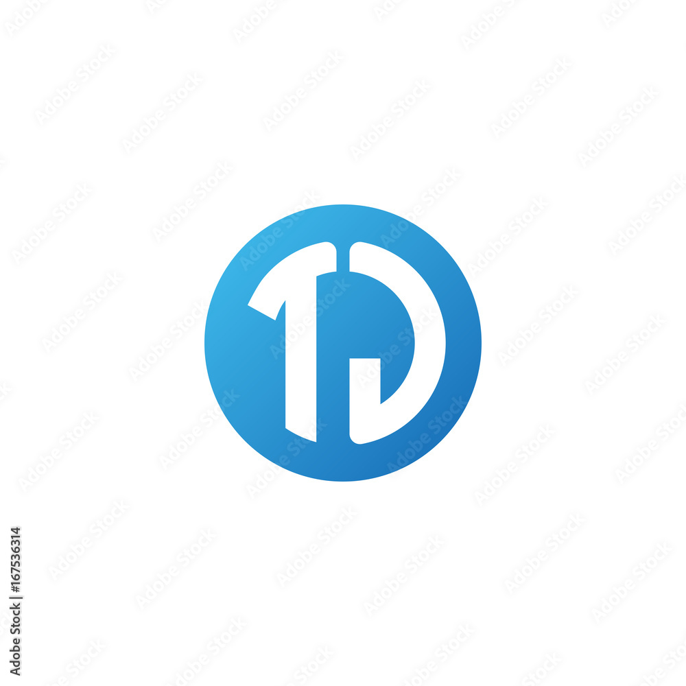 Initial letter TJ, rounded letter circle logo, modern gradient blue color	
 
