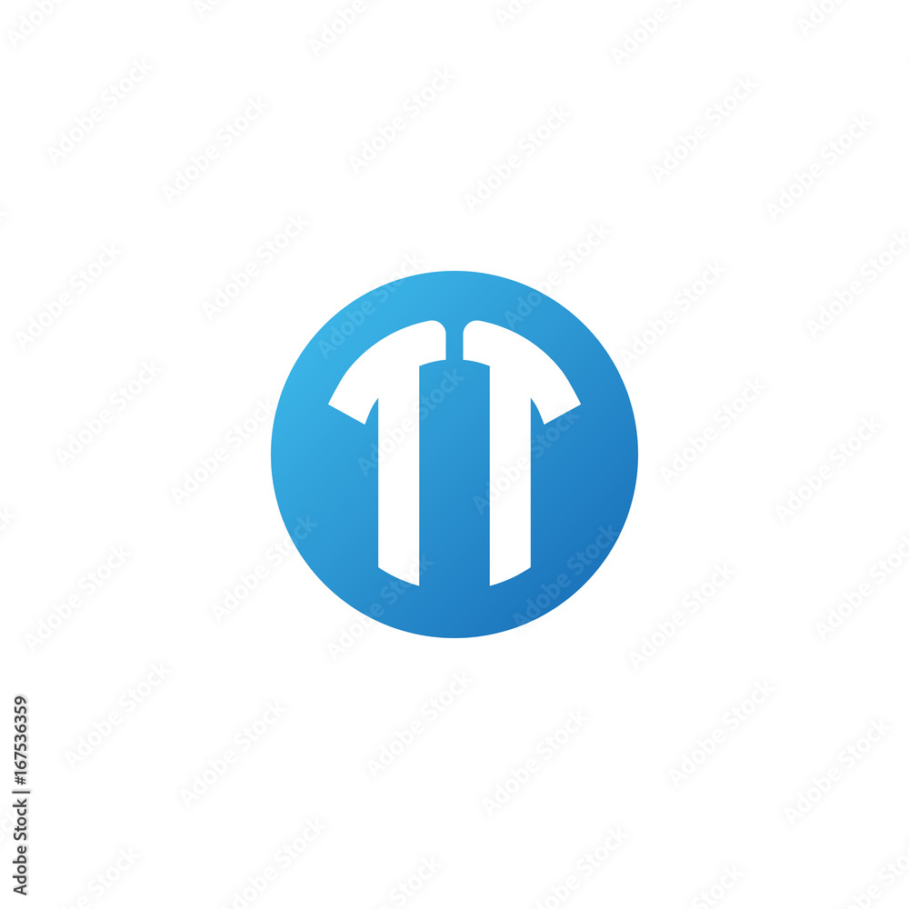 Initial letter TT mirror, rounded letter circle logo, modern gradient blue color	
 
