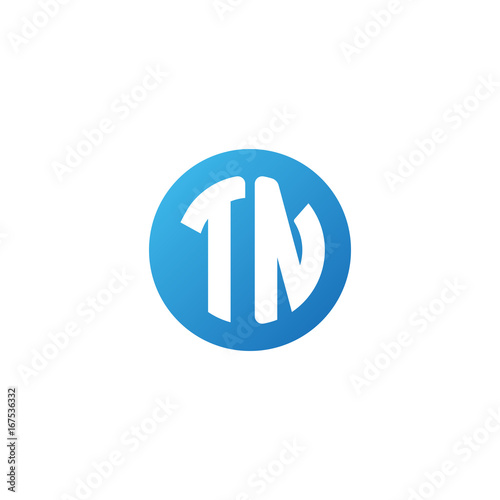 Initial letter TN, rounded letter circle logo, modern gradient blue color 