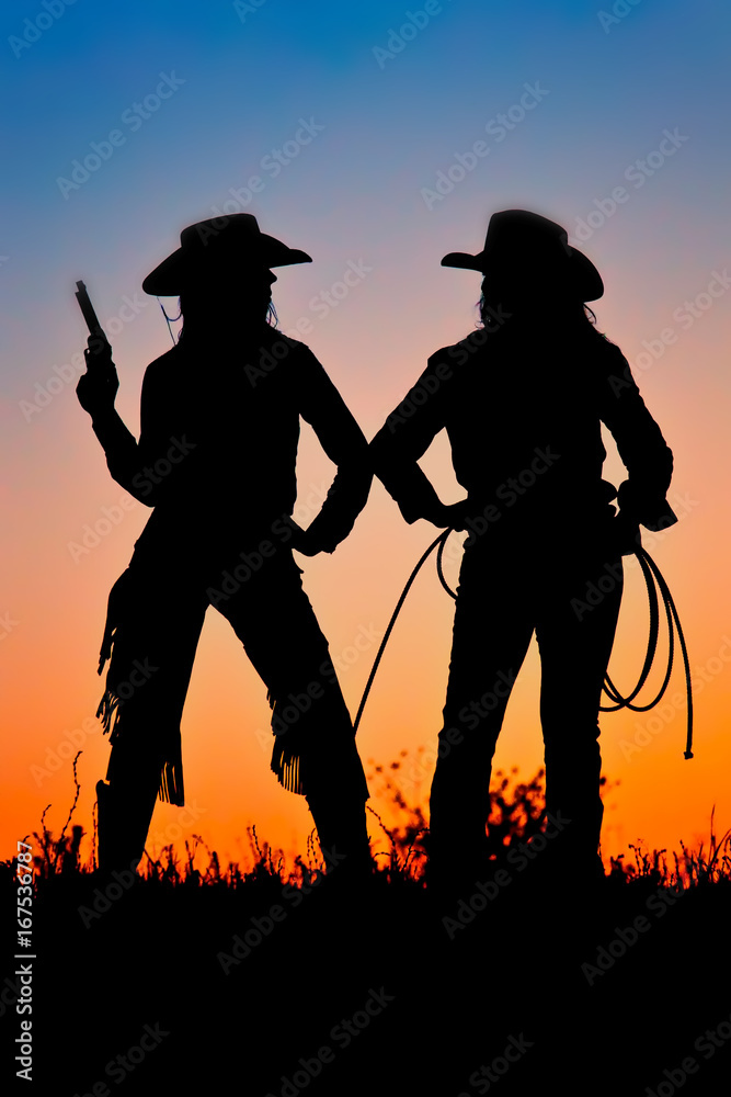Silhouette of Cowgirls