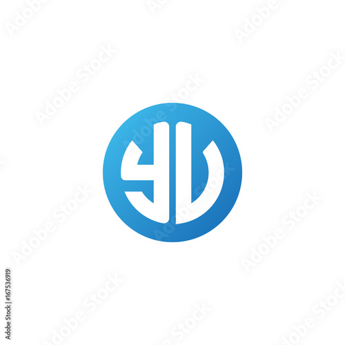 Slika na platnu Initial letter YV, rounded letter circle logo, modern gradient blue color