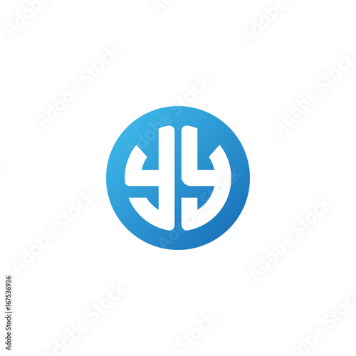 Initial letter YY, rounded letter circle logo, modern gradient blue color 