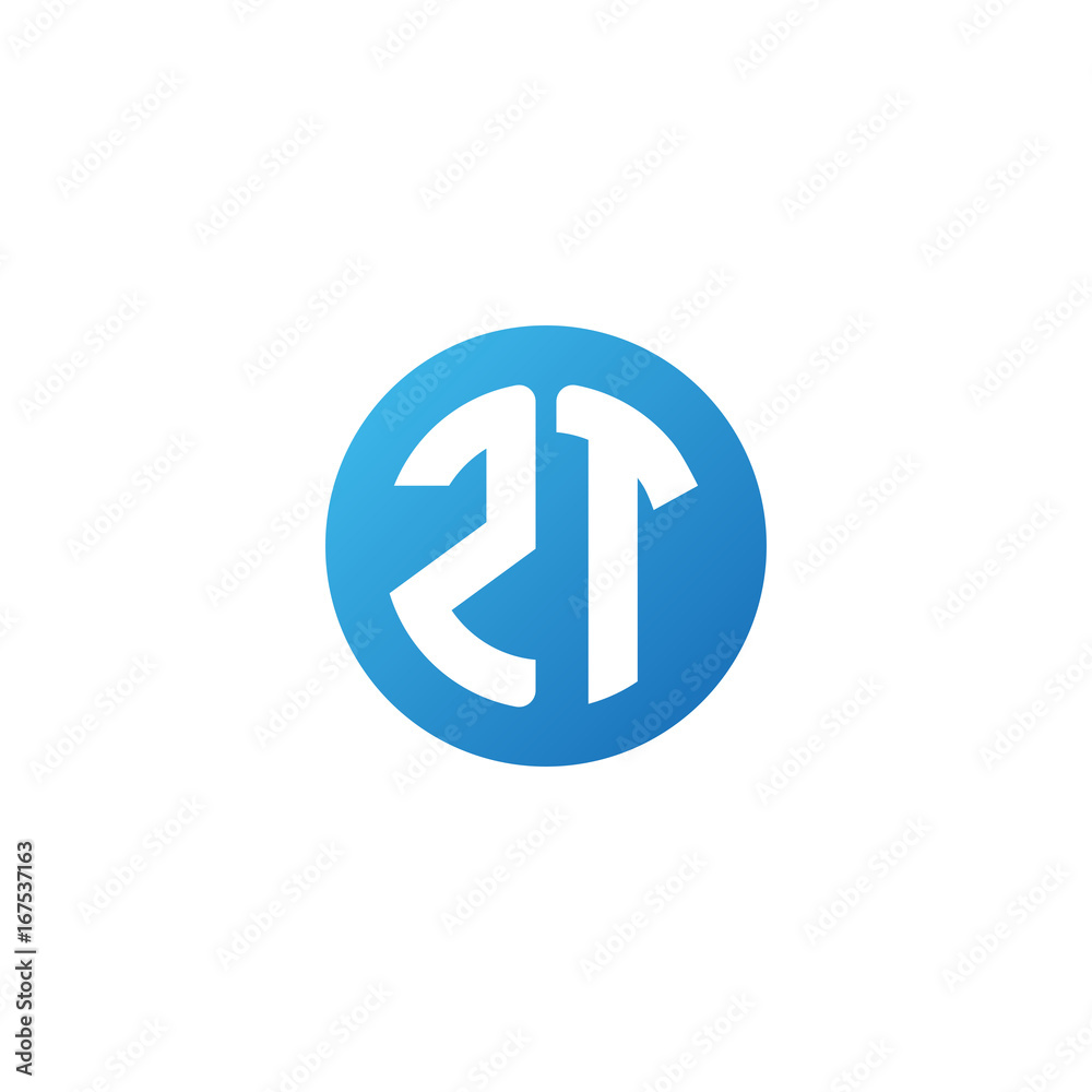 Initial letter ZT, rounded letter circle logo, modern gradient blue color
Initial letter ZT, rounded letter circle logo, modern gradient blue color