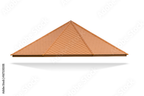 Roof with brown spire isolated on white background  File contains a clipping path.