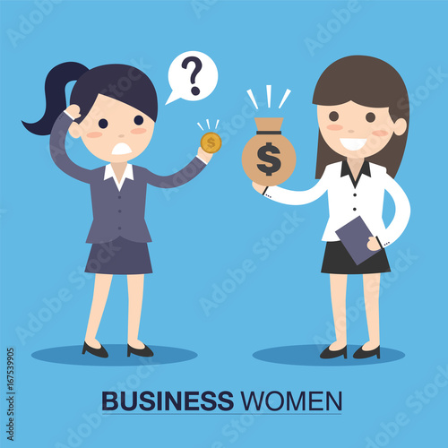 Businesswoman and employee with money