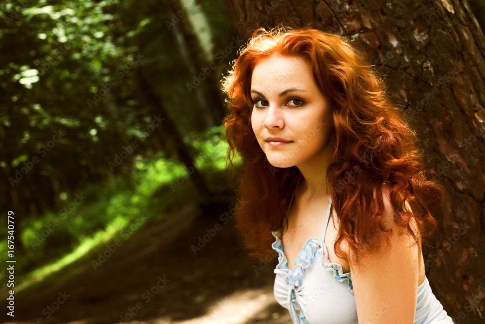 Fototapeta premium Red-headed nymph outdoor