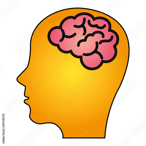 brain storming with head profile vector illustration design