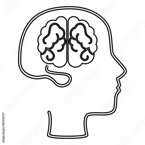 brain storming with head profile vector illustration design