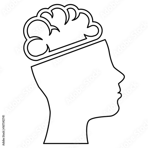 brain storming with head profile vector illustration design