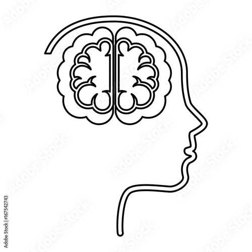 brain storming with head profile vector illustration design