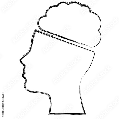 brain storming with head profile vector illustration design