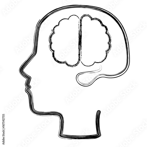 brain storming with head profile vector illustration design