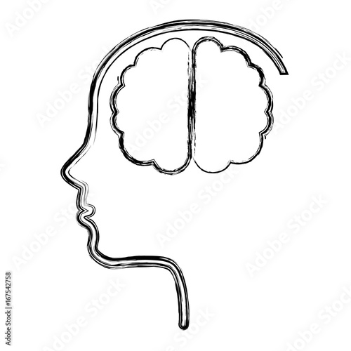 brain storming with head profile vector illustration design
