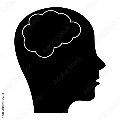 brain storming with head profile vector illustration design