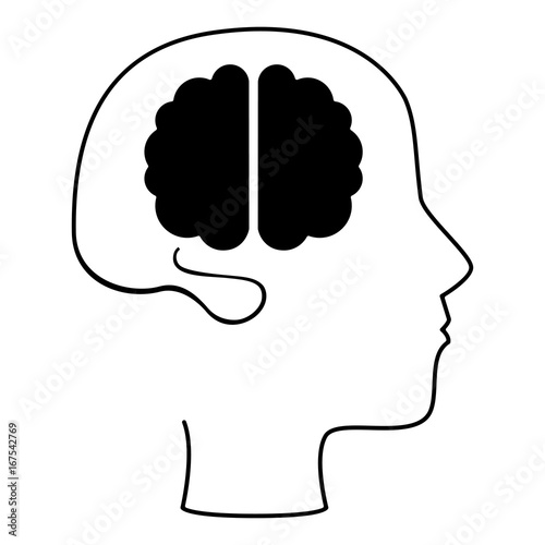 brain storming with head profile vector illustration design
