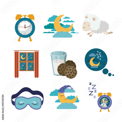 white background with colorful elements sleep time