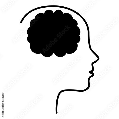 brain storming with head profile vector illustration design