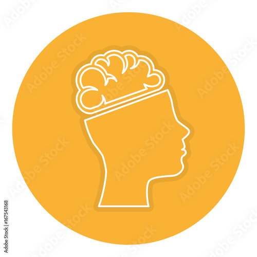 brain storming with head profile vector illustration design