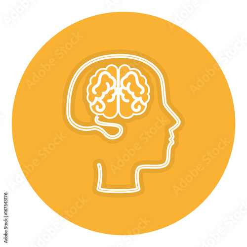 brain storming with head profile vector illustration design