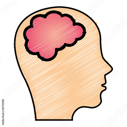 brain storming with head profile vector illustration design