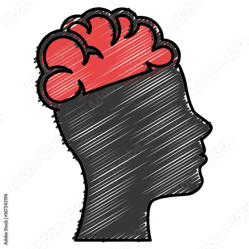 brain storming with head profile vector illustration design