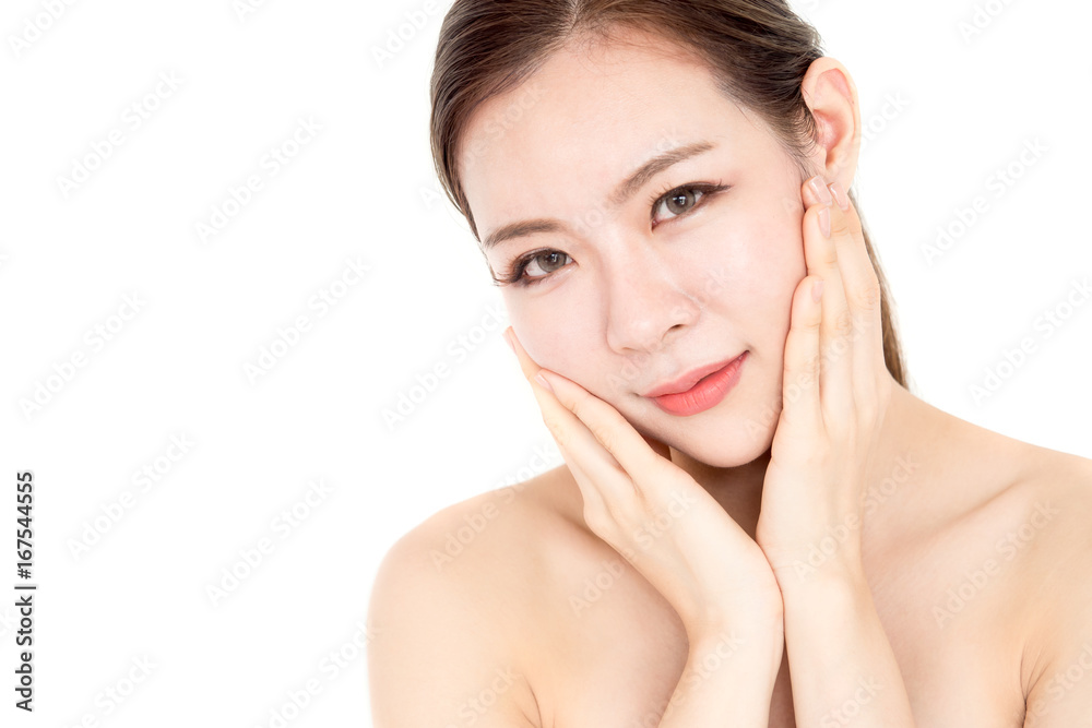 Beautiful asian woman on white isolated background, make up, healthy skin, beauty, cuty asian woman concept Beautiful asian woman on white isolated background, make up, healthy skin, beauty, cuty asian woman concept