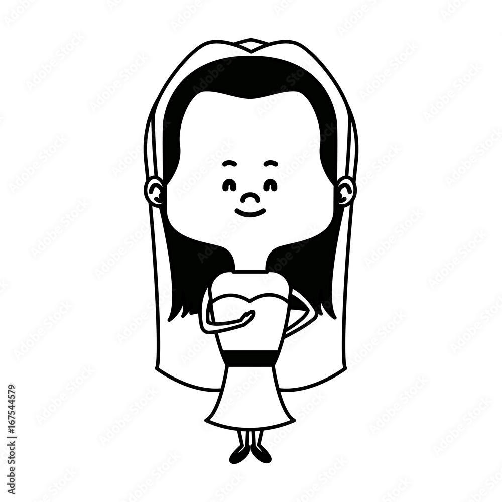 adorable woman bride lovely marriage character vector illustration