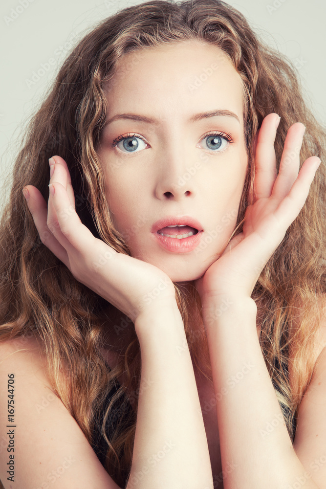 Fototapeta premium Portrait of beautiful curly hair girl