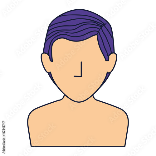 young man shirtless avatar character vector illustration design