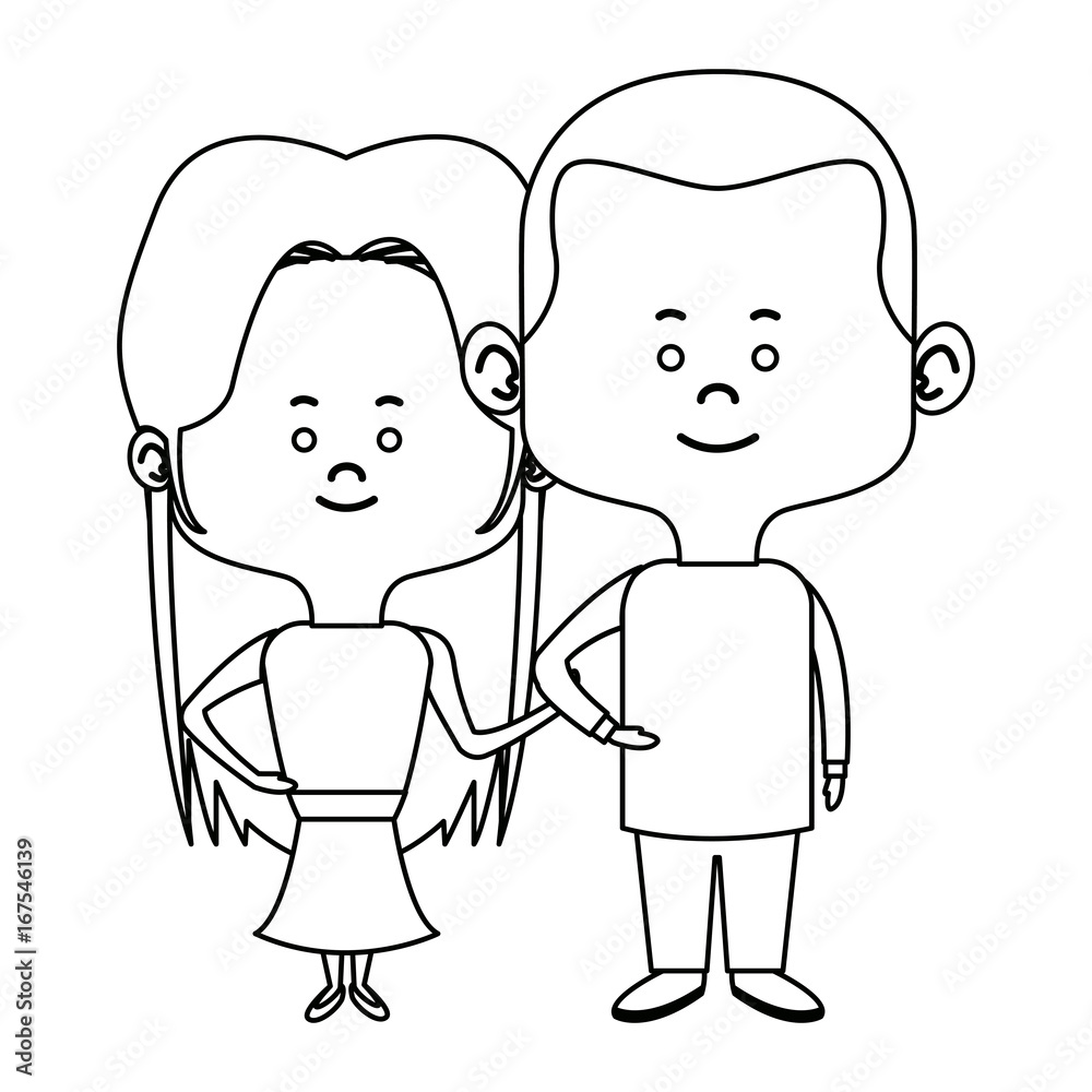 couple of young people man and woman hold hands vector illustration