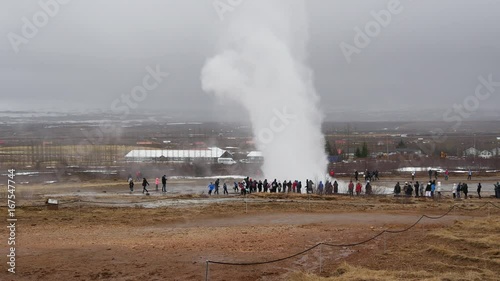 Eruption of Great Geysir in Iceland photo