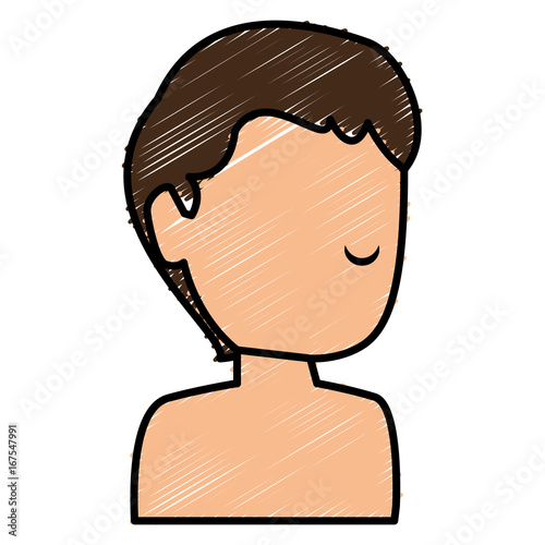 young man shirtless avatar character vector illustration design