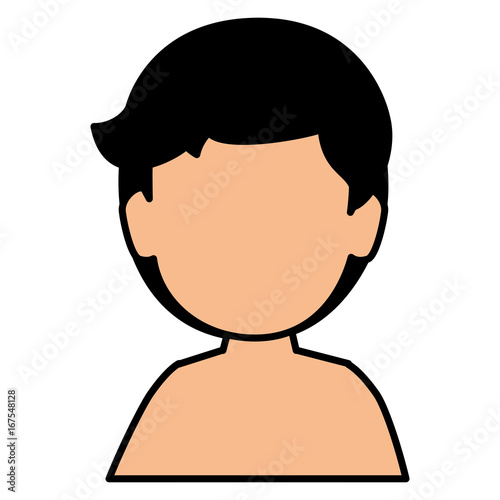 young man shirtless avatar character vector illustration design