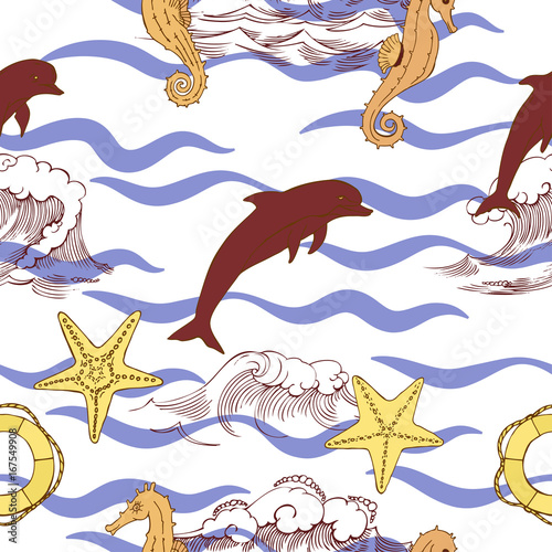 Nautical seamless pattern