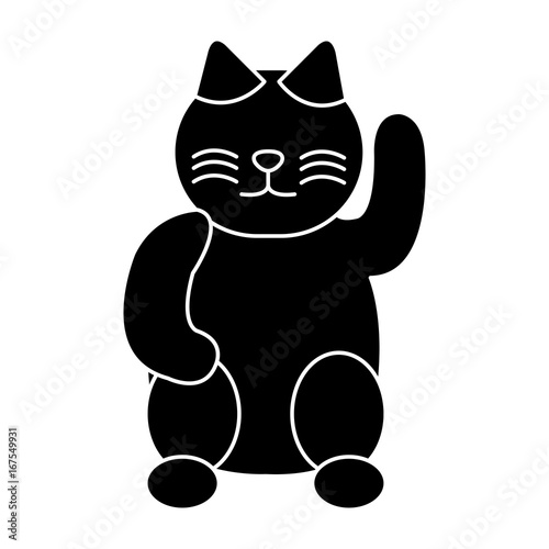 japanese cat luck icon vector illustration design