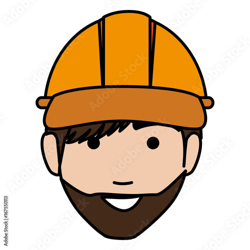 builder head avatar character icon vector illustration design