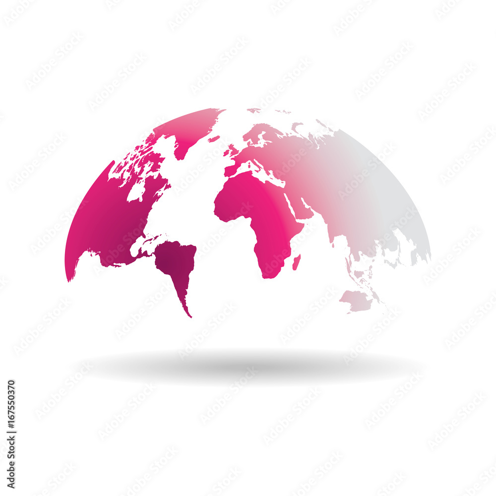 pink world map globe isolated on white background Stock Vector | Adobe