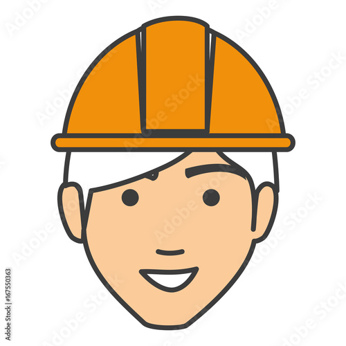 builder head avatar character icon vector illustration design