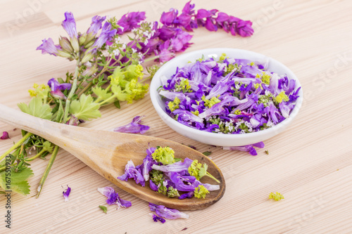violet  edible flowers   flowers of lavender  thyme and lady s mantle
