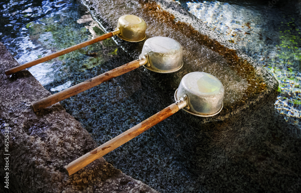 Water dipper at japanese shrine, Tokyo, Japan