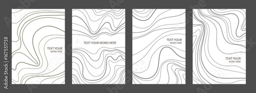 Set of 4 minimal marble graphic covers design. Simple poster template in black and white.