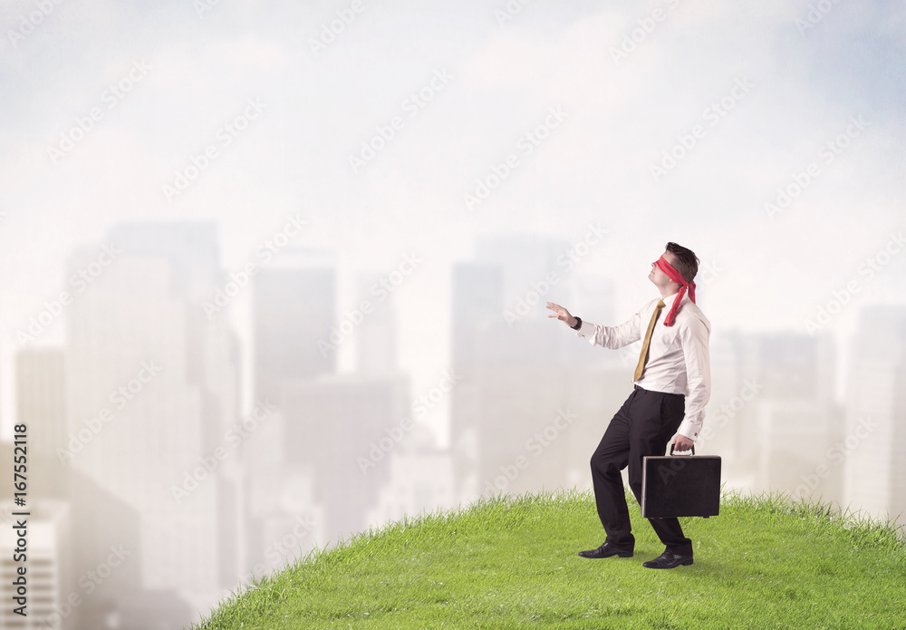 Blindfolded businessman concept Blindfolded businessman concept