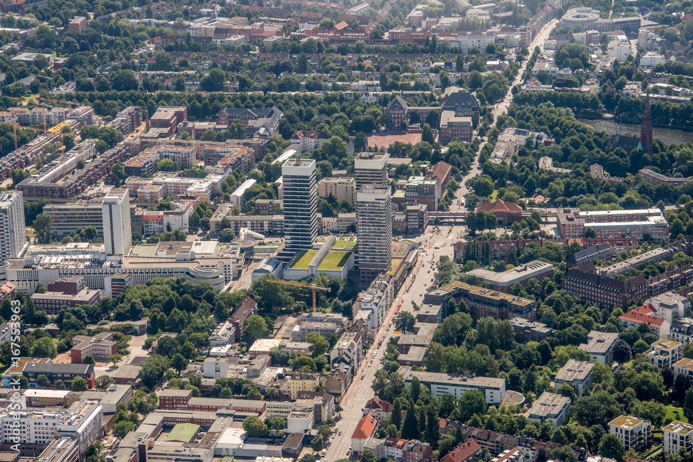 Germany, Hamburg and suburbs. Panorama frome above