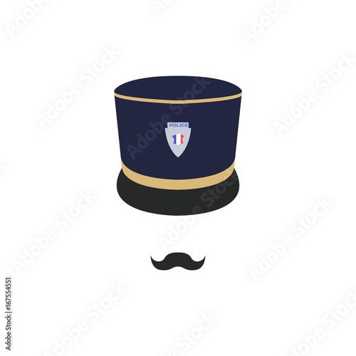 France police officer in hat. Policeman avatar. Vector illustration.