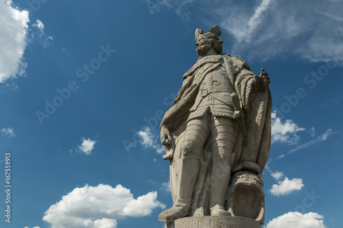 Medieval statue of a king on the old Main bridge