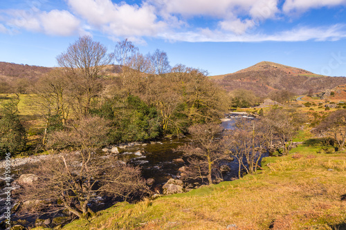 Beautiful landscape of river stream in Lake District in England