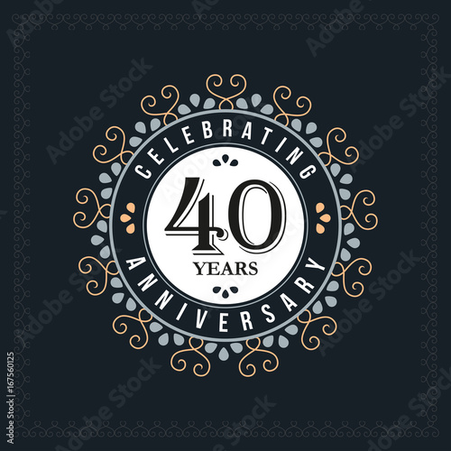 40 years anniversary design template. Vector and illustration. celebration anniversary logo. classic, vintage style