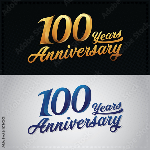 one hundred years anniversary celebration logotype. 100th anniversary logo