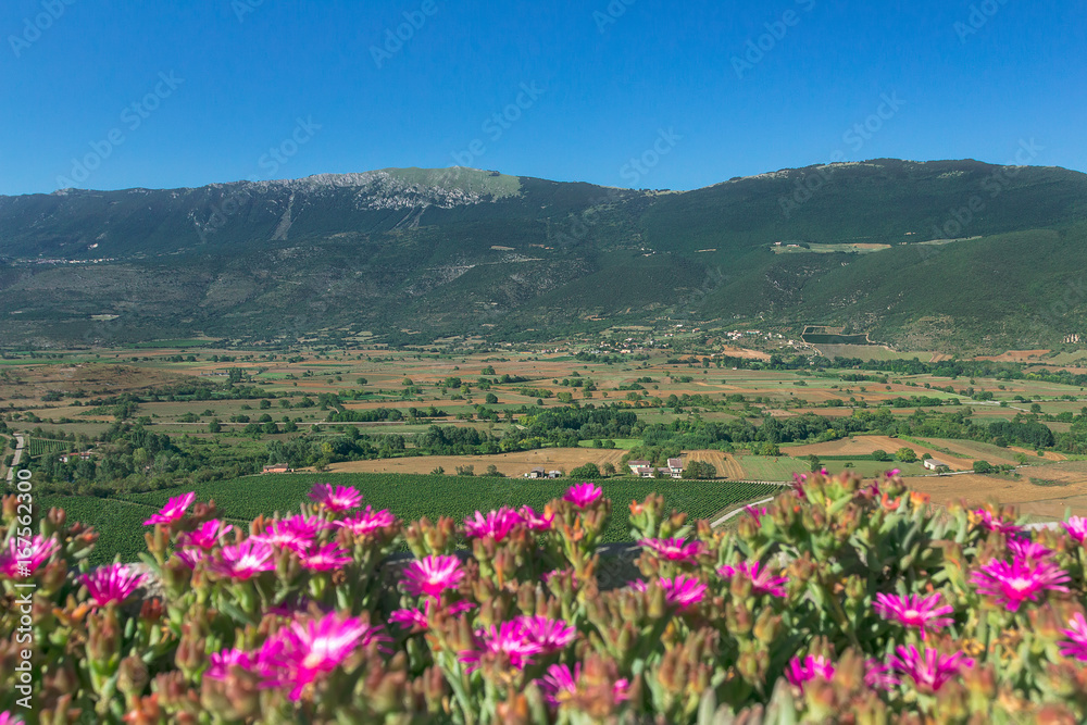 Idyllic rural green valley landscape with mountains in Italian Abruzzo Idyllic rural green valley landscape with mountains in Italian Abruzzo
