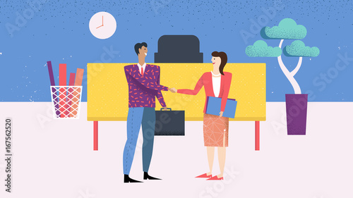 Two businessmen shaking hands in office
